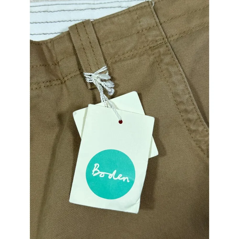 NWT Boden Mens 40 Tan Walking Shorts Casual Flat Front Summer Wear Cotton Cargo